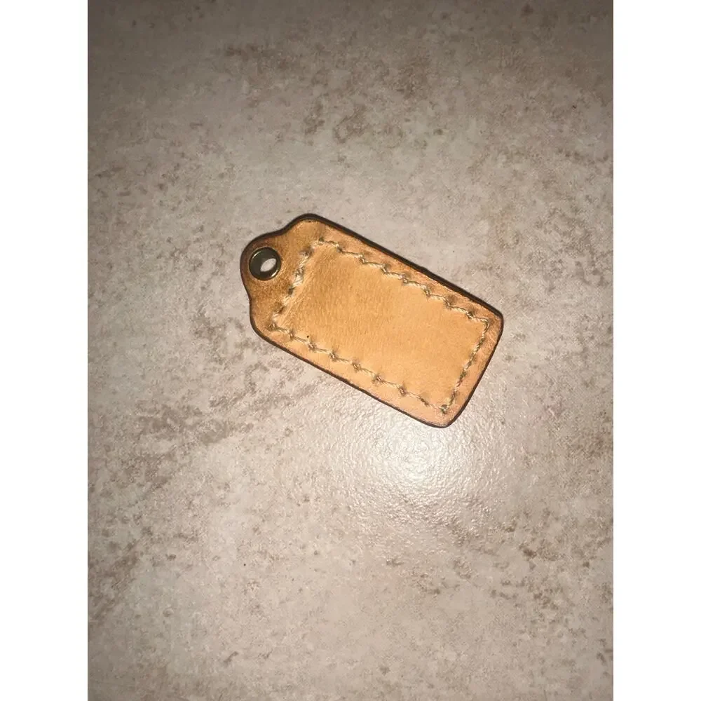 Authentic Coach Tan Leather Replacement Hang Tag Key Fob Bag Charm Luggage Tag